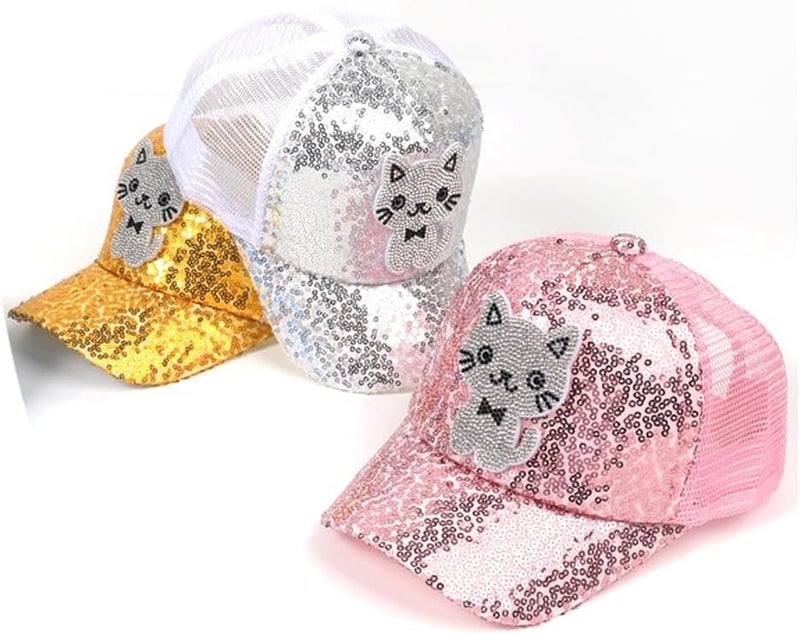 Dot Kids Cat Ear Baseball Cap Girls Cute Kitty Adjustable Snapback Trucker Hat for Summer Sport Travel Hiking 2-15Y - Image 4